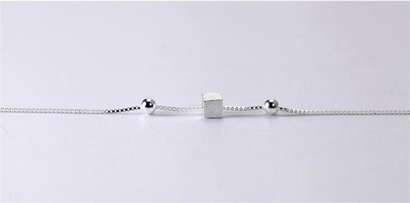 Lady 925 Sterling Zilveren Enkelbanden Voor Vrouwen Party Accessoires Meisjes Vierkante Bal Armband Vrouwelijke Armband Zilveren Dame