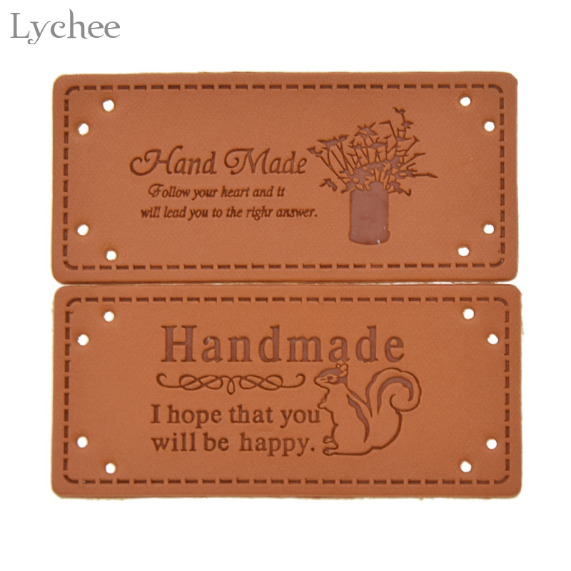 Lychee life 5 stk håndlavede etiketter pu læder tags til tøj beklædningsgenstand etiketter til jeans tasker sko sy håndværk tilbehør