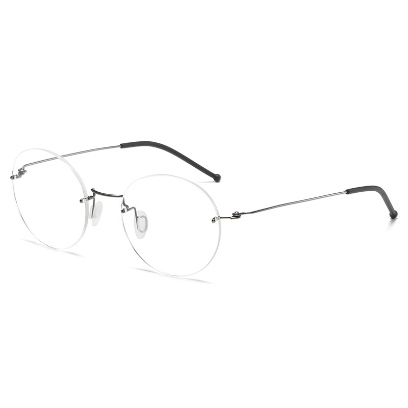 Vintage Titan legierung randlose Brille Rahmen Männer Runde verschreibung pflicht ige Myopie rahmenlose Brille Frauen Luxusmarke Brillen: Silber