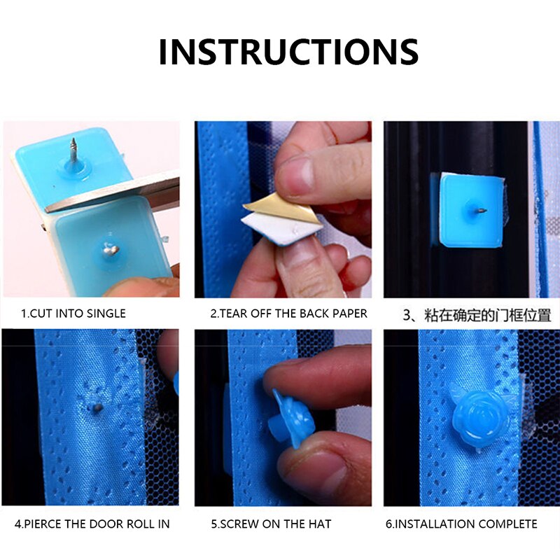 Filets de fils souples magnétiques boucle plastique sans clous clou de porte en acier inoxydable ne fait pas mal à la porte un paquet de 14