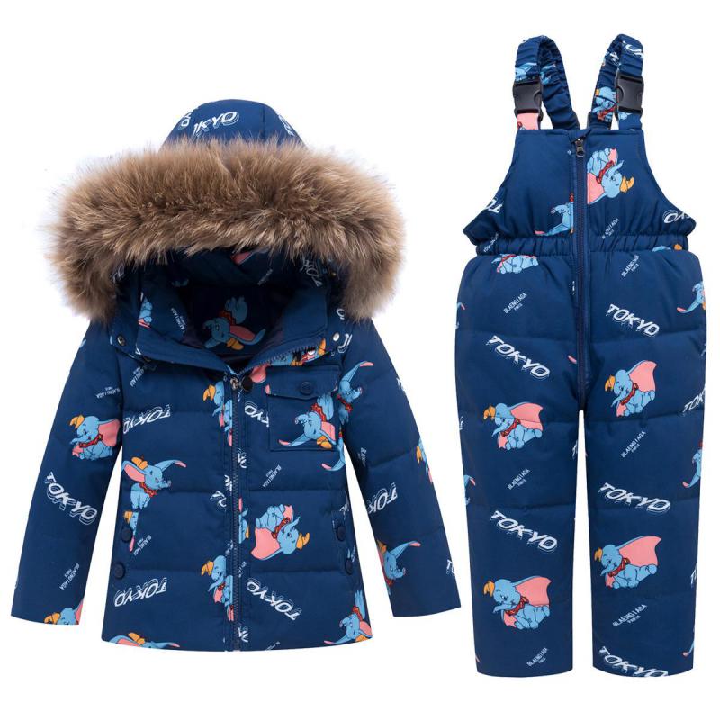 Abrigos de invierno rusos, Parkas con capucha de Dumbo de dibujos animados, mono infantil de piel de bebé, traje de nieve grueso, conjunto de ropa de nieve