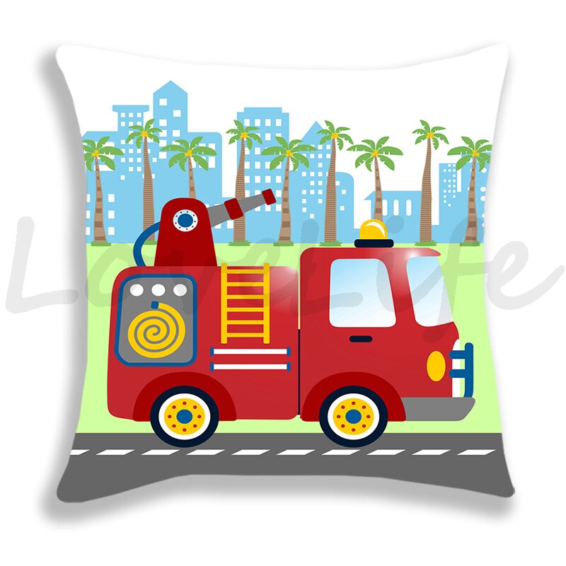 Brandweerwagen/Auto/Graafmachine/Ambulance Print Kussensloop Bank/Slaapkamer Kussenhoes 45*45Cm kussensloop Home Decor Kussensloop Jongens: 10