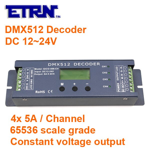Led Strip DMX512 Decoder Controller 12V 24V Dc 5A * 4 Kanaals Dmx Pwm Signaal Converter Constante spanning