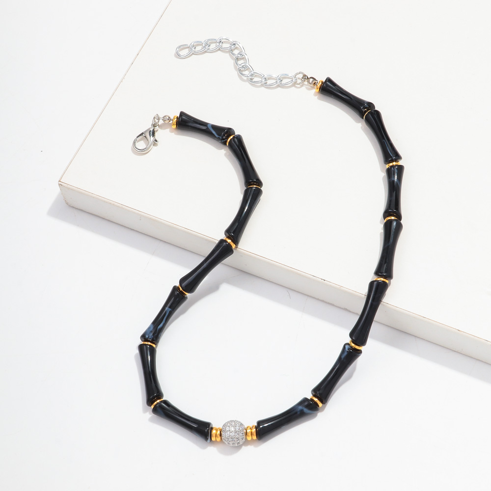 Thin Bamboo Curved Tube Choker Necklace Men Women HipHop Ball Bead Pendant Necklace Stack Trendy Party Jewelry Collar