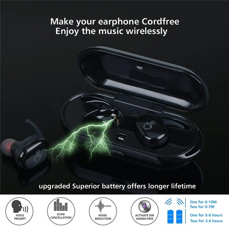 Y30 Bluetooth Draadloze Oortelefoon 5.0 Sport Headset Noise Cancelling Stereo Geluid In-Ear Voor Xiaomi Iphone Android Ios Mobiele telefoon