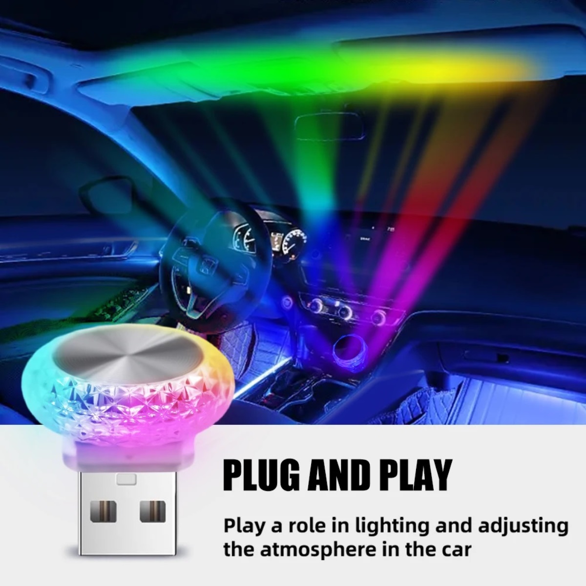 Lumières ambiantes LED USB pour voiture, veilleuse pour document, sans modification, décoration intérieure, lampe domestique