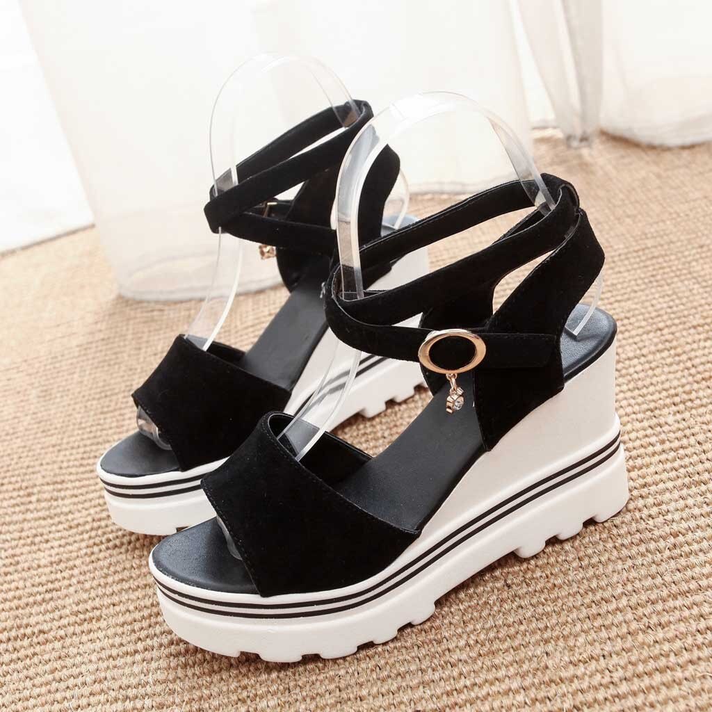Moda donna estate pompe sandali con plateau zeppe romane Casual sandali con punta aperta bocca di pesce spessa con sandali tacco alto