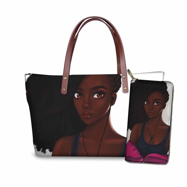 Handbags Women Bags Pan African Girl Custom mode Printing 2pcs/set Shoulder Bag&Wallet UNIA Flag Females Top-Handle Bags