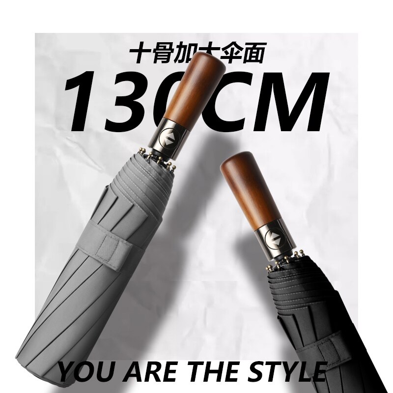 Wooden Handle Double Vintage Umbrella Men Luxury Windproof Automatic Parasol Sun Umbrella Rain Women Sombrilla Ambrella BW50YS