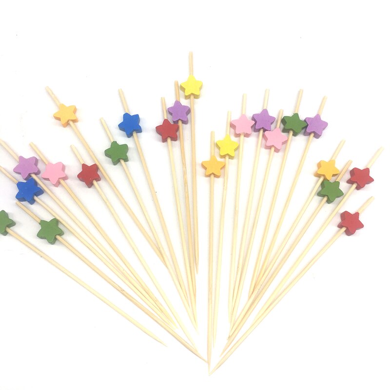 100 stk 12cm flamingo hjerte perle bambus plukke buffet cupcake frukt gaffel fest dessert salat pinne cocktail spyd til bryllup: Stjerne
