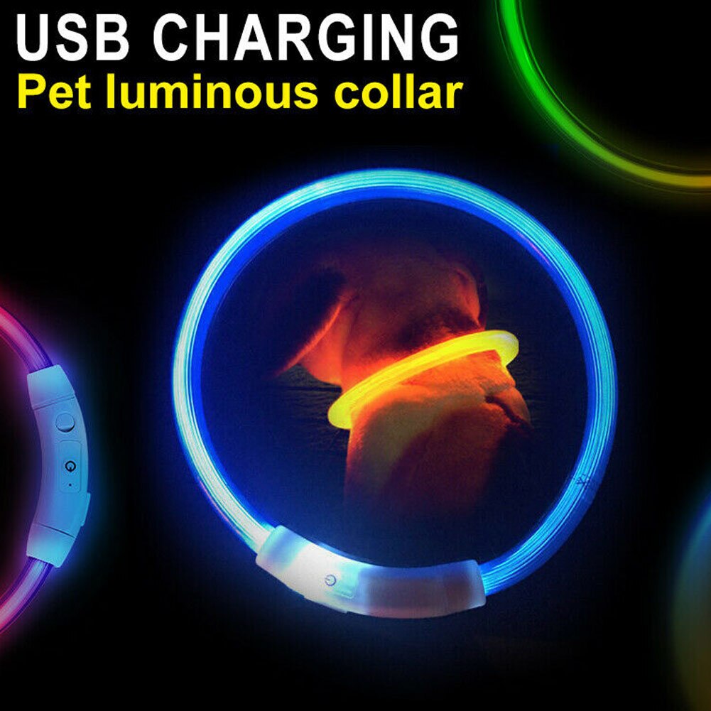 Usb Oplaadbare Led Hond Huisdier Kraag Knippert Verstelbare Veiligheid Licht Hals Ketting HG99