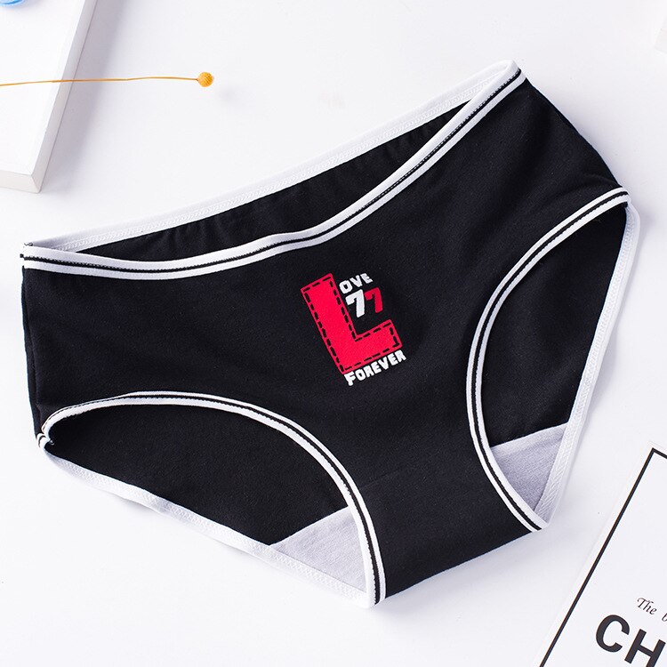 Black series underwear sports women cotton mid-waist ladies cotton triangle bottoms cotton girls pants: 001 / XL