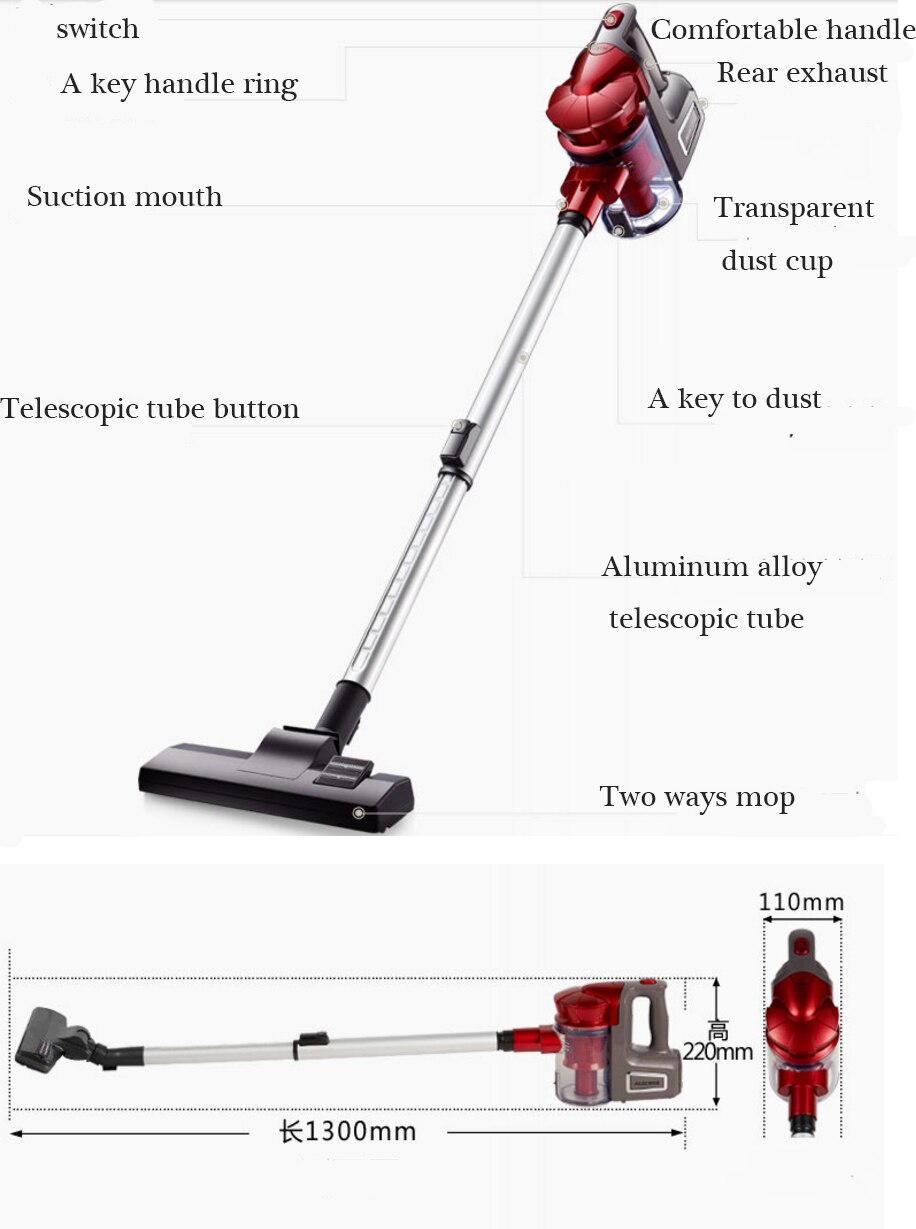 Wireless Vacuum Cleaner Household Free Telescopic Rod Large Suction Power Bass Powerful Handheld Suction and Mopping