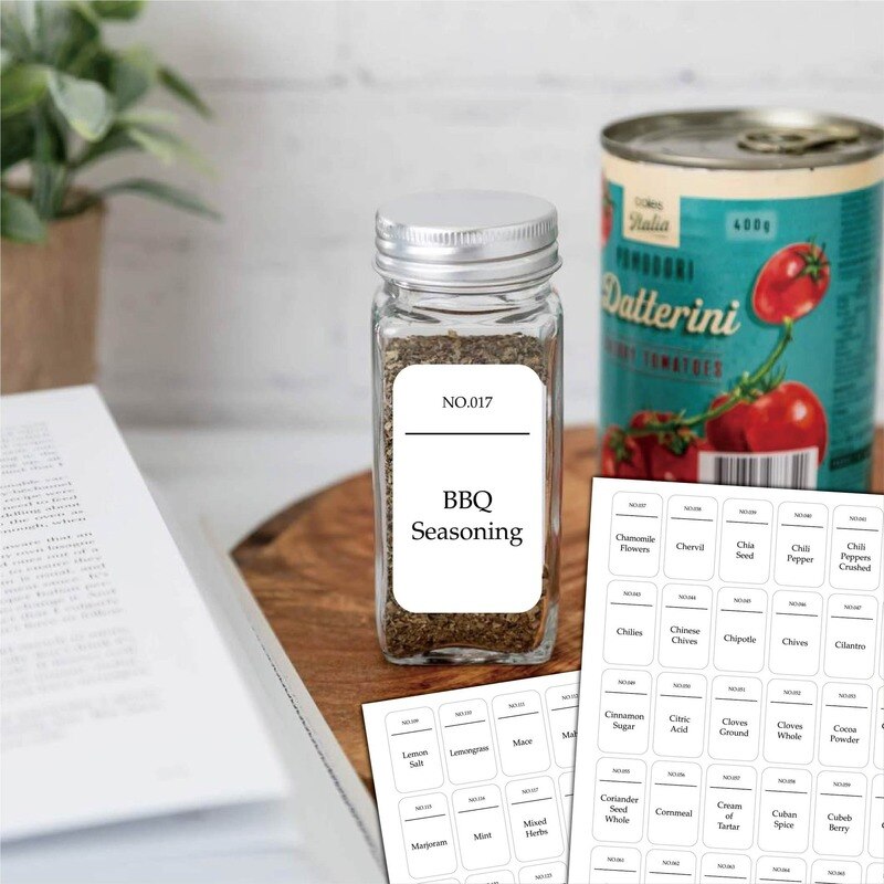 216Pcs Spice Jar Labels White Sticker Water And Oil Proof Self Adhesive Labels Kitchen Storage Bottles Jars Stickers