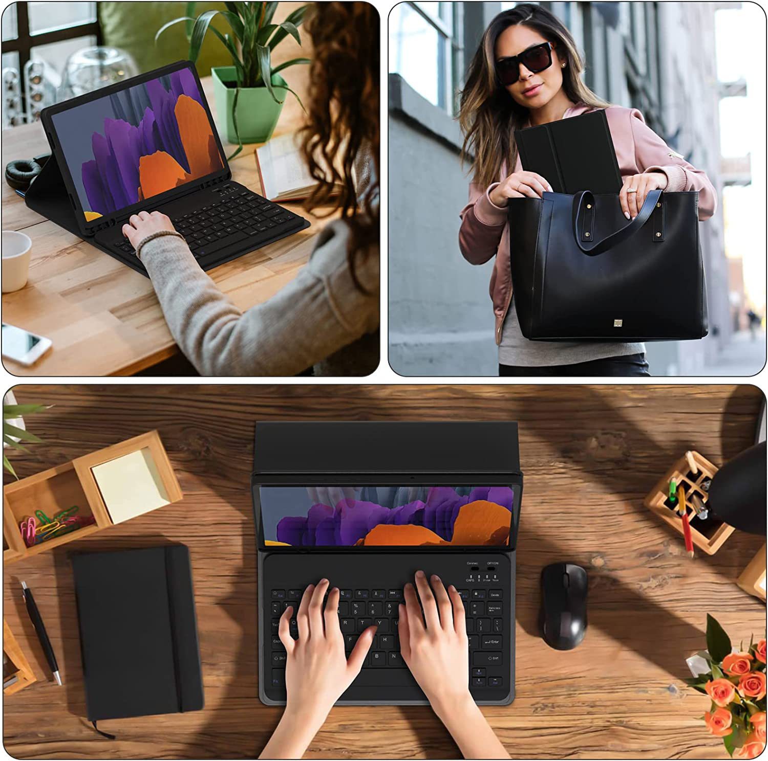 Für iPad 5. 6. Generation 9,7 Zoll Hülle mit Tastatur, abnehmbare kabellose Tastatur + Tablet-Abdeckung iPad Air 1 2 9,7 Pro 9,7 Funda