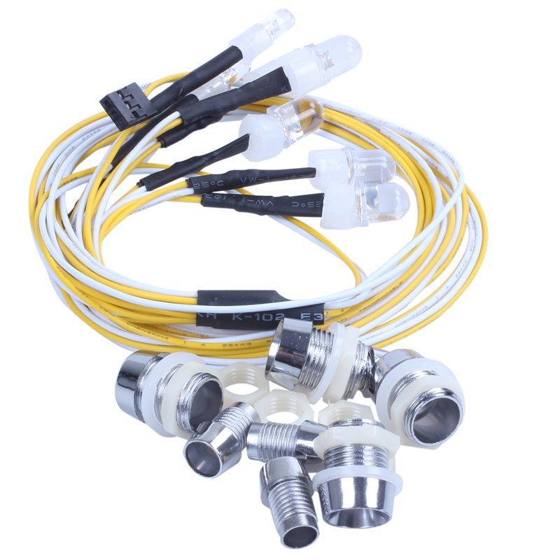 Juego de 8 luces LED para coche de control remoto, Kit de luces traseras para camión, tanque, HSP, accesorios para coche de control remoto, blanco, rojo, Yello: Default Title
