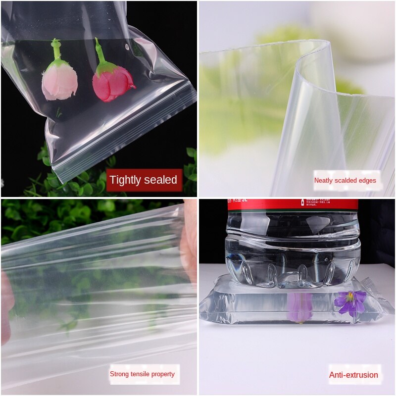 Ziplock-påse genomskinlig plastpåse plastförpackningspåse 9 x 13cm extra tjocka 0.12mm små dammtäta plastpåse matpåse 100 st