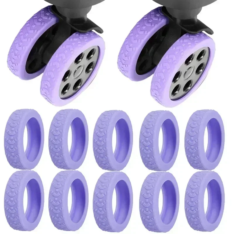 Luggage Wheels Protector Silicone Wheels Caster Shoe Trolley Case Reduce Noise Silent Caster Sleeve Luggage Suitcase Accessories: Other / Light Gold