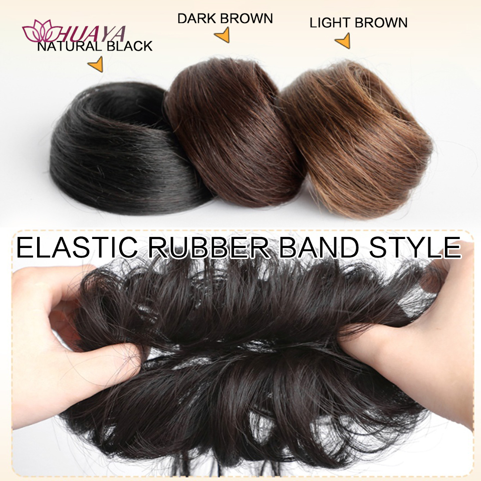 Moño desordenado, extensión de moño recto, Mini banda de goma, moño para el pelo, peluca de Donut sintética, accesorio, moño Updo