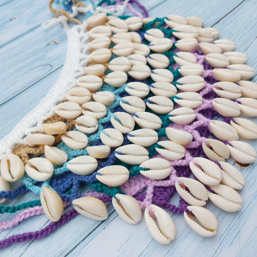 Buy 2 Get 30% Off Girl Cute Sea Shell Choker Necklace Crochet Bohemian Beach Tassel Necklace Shell Chain For Women Pendant