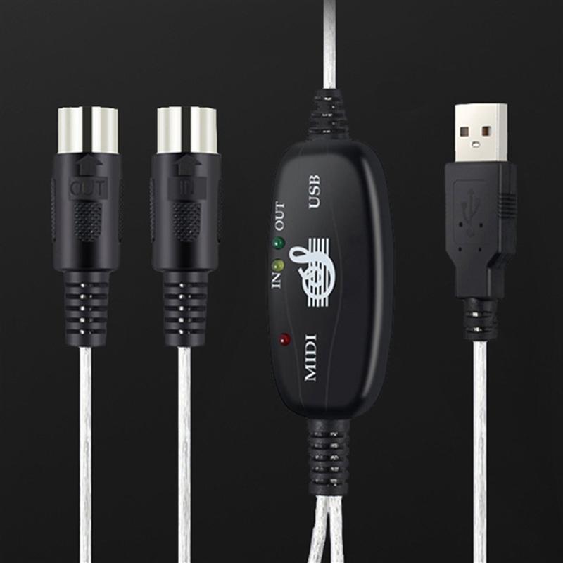 180X2Cm Midi-kabel Usb Midi Kabel Muziek Editing Cord Toetsenbord Aansluitkabel