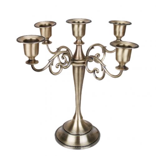 Candle Holder Retro 3/5-Arm Metal Metal Pillar Candle Holders Candlestick Wedding Decoration Stand Mariage Home Decor Candelabra: Vintage Color 5 head