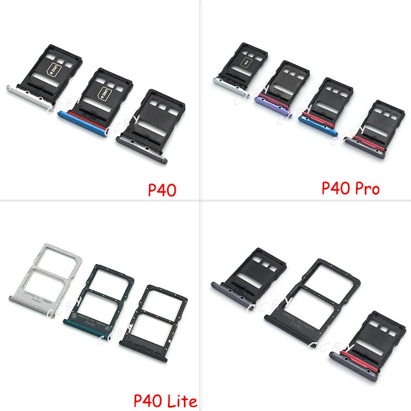 10Pcs Sim Card Tray Holder Slot Adapter Socket Dual Sim Voor Huawei P40 Pro P40 Lite Vervangende Onderdelen