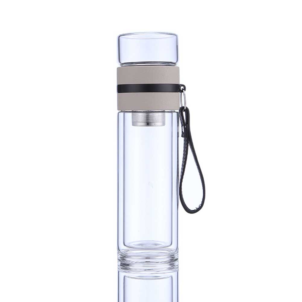Transparant Glas Thee Beker Draagbare Water Thee Fles met Aparte Cup LBShipping: Brown
