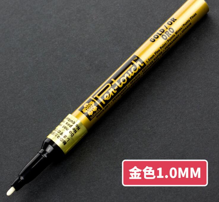 Sakura pen-touch metalliske tuscher uigennemsigtige oliemaling penne 0.7 mm 1.0 mm 2.0 mm hvidguld sølv japan: 1mm guld