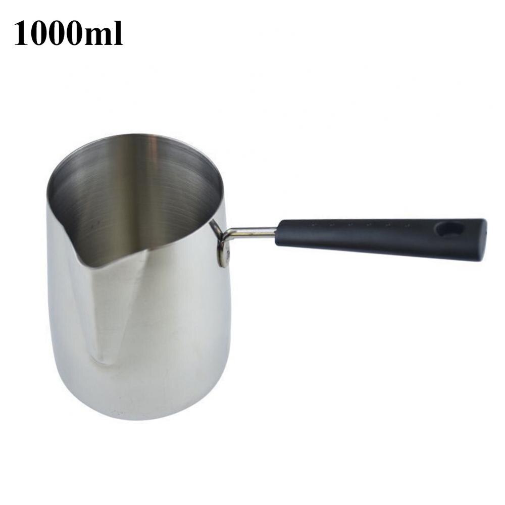 Rvs Wax Smelten Pot Met Siliconen Handvat Diy Kaars Smelt Pot Ontbinden Zeep Jug Verwarmde Koffie/Melk/chocolade: 1000ml