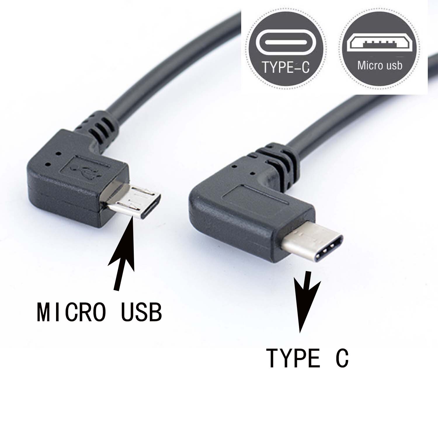 90 Hoek Type C (USB-C) Naar Micro Usb Sync Charge Otg Lader Datakabel Adapter