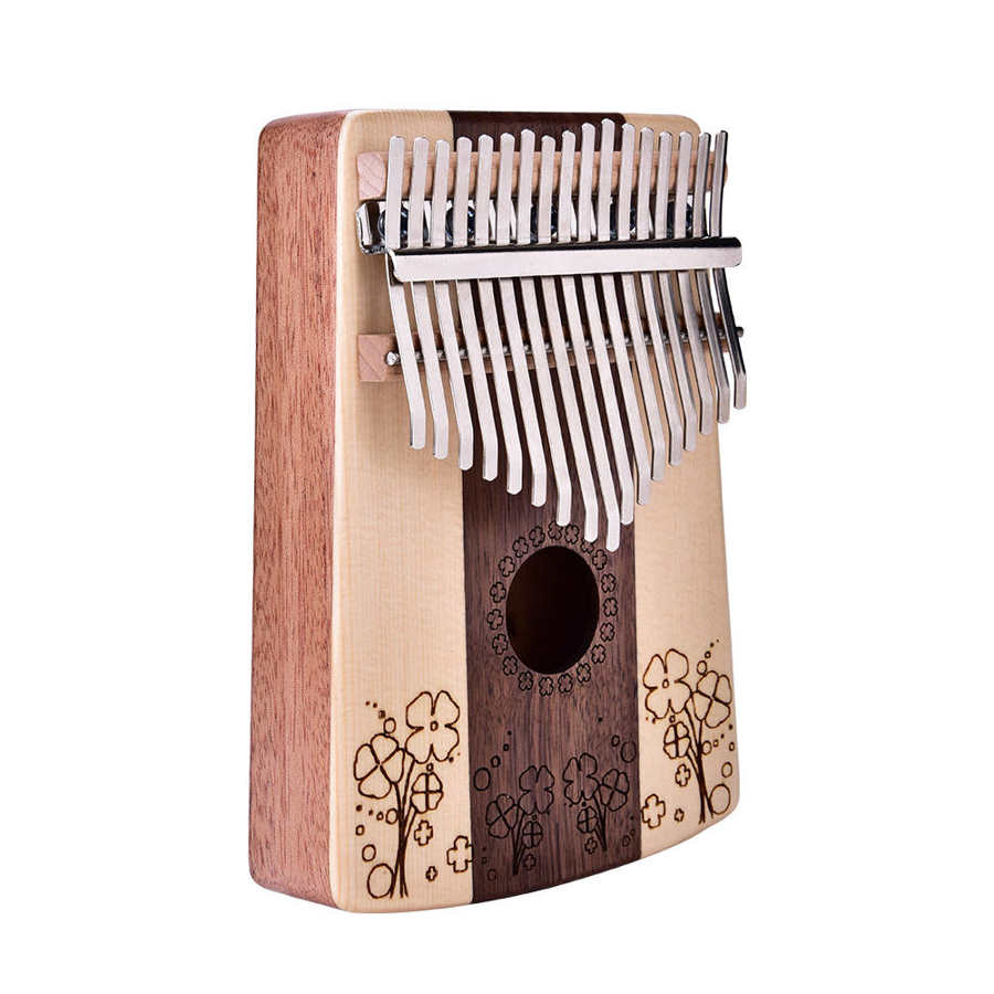 Teclado de palisandro de abeto de 17 teclas, Kalimba Mbira africana, juego de bolsillo de Piano de pulgar