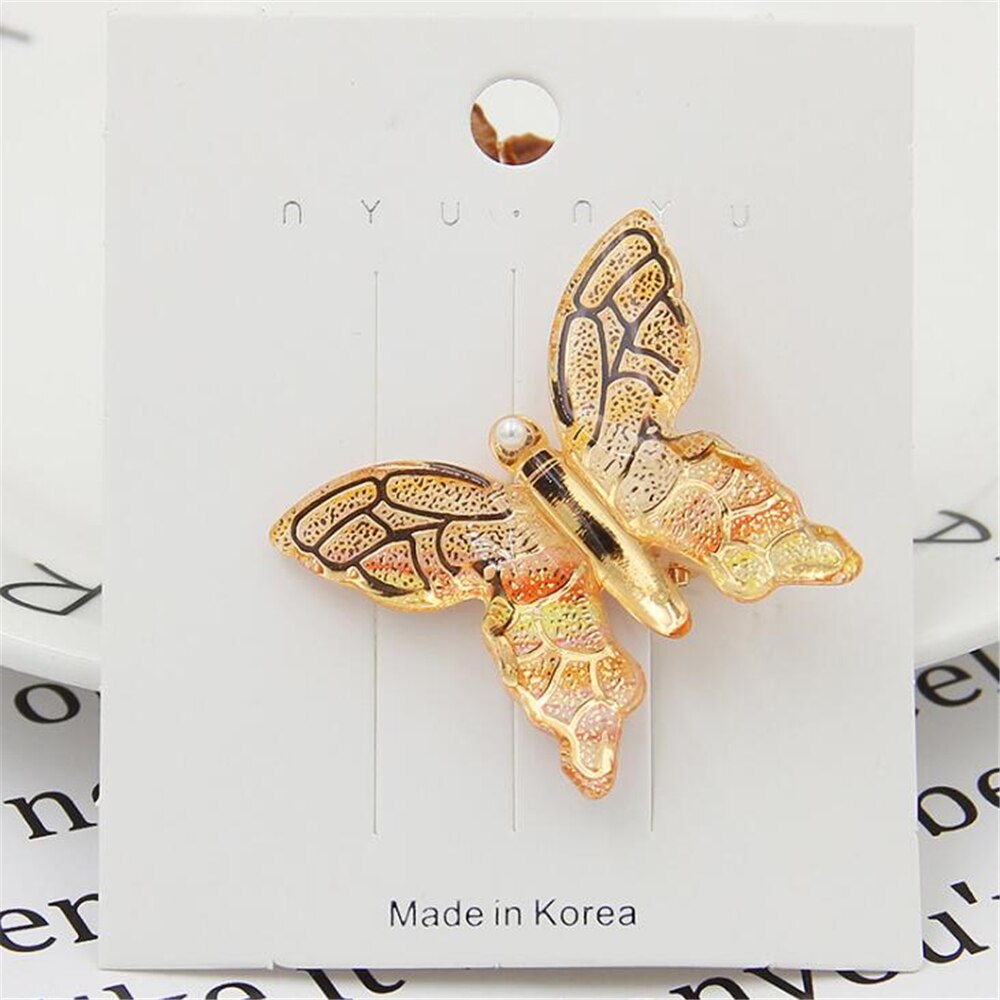 Barrettes pinces à cheveux papillon pour filles, épingles à cheveux en métal acrylique, épingles à cheveux coréennes pour femmes, accessoires: A-Yellow
