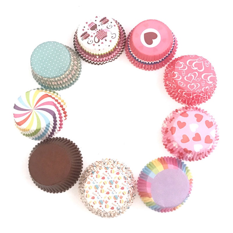 100 Stuks Food Grade Ronde Muffin Cupcake Paper Cups Leuke Cartoon Cupcake Liner Wrappers Bakken Gebak Keuken Accessoires
