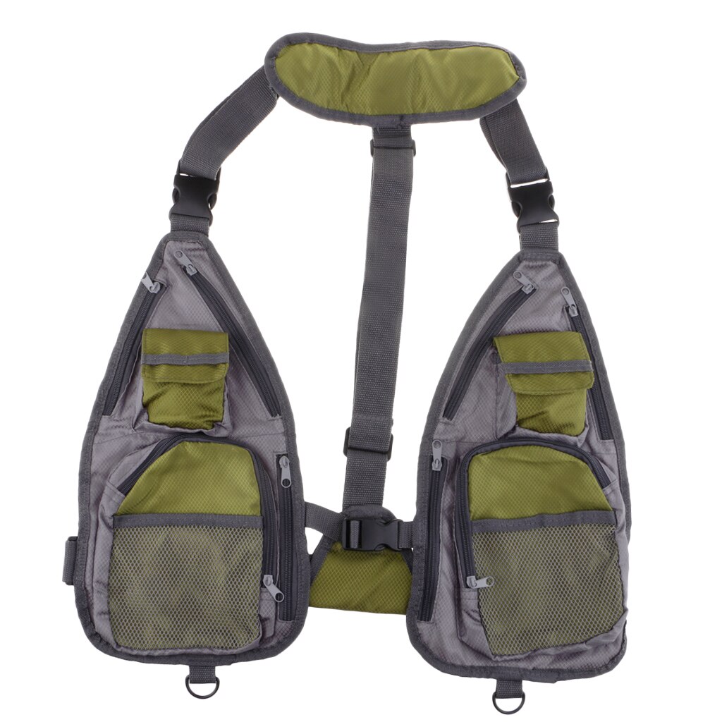 Multifunktionel fluefiskervest brysttaske mesh-vest opbevaring til grej