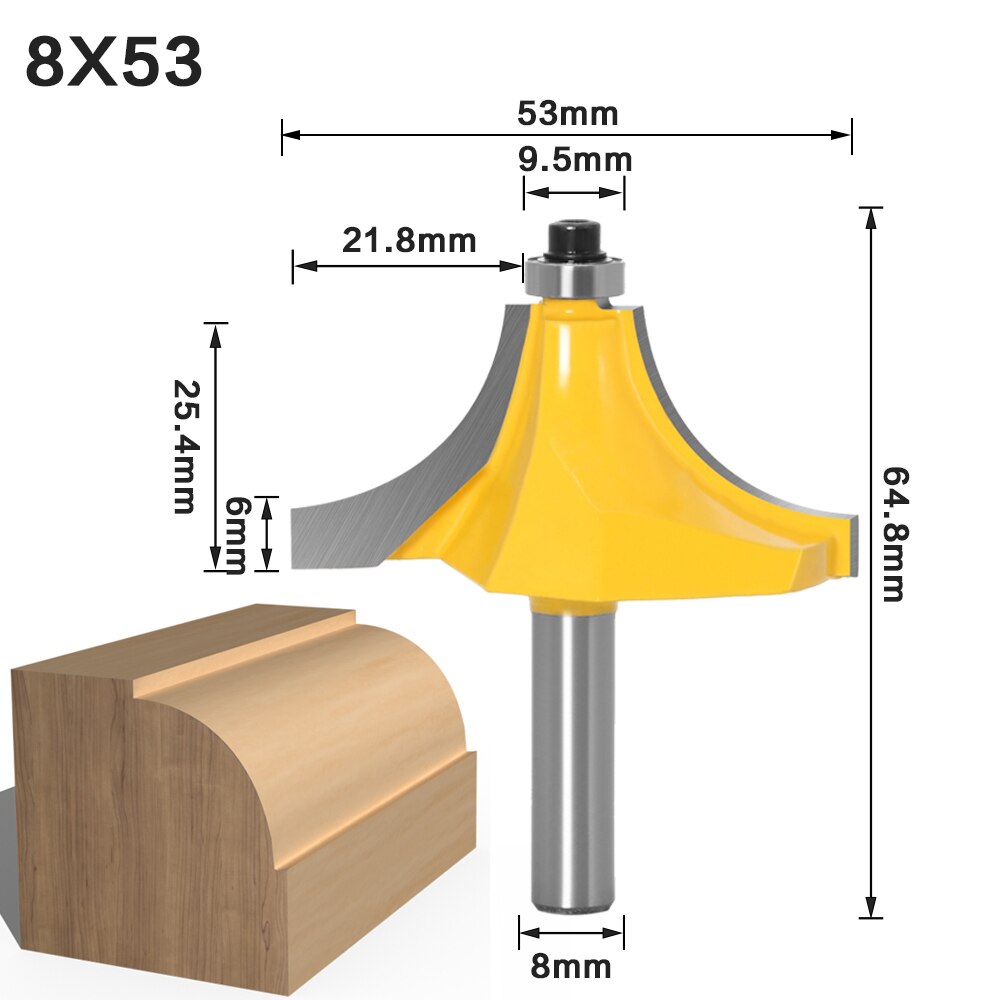 Ronde Over Rand Router Bit-1 &quot;Radius 8&quot; Schacht 1 Pcs 8 Mm Schacht Hout Router Bit rechte Frees Trimmer Reiniging Flush Trim