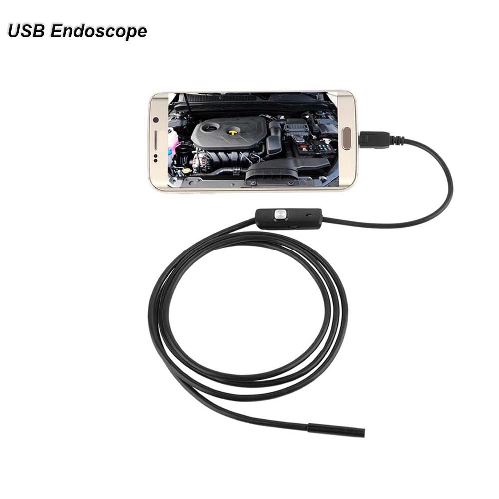 Yeni 1 M /7mm Lens USB kablosu Mini sert muayene kamera yılan tüpü su geçirmez endoskop Borescope ile 6 LED android telefon için