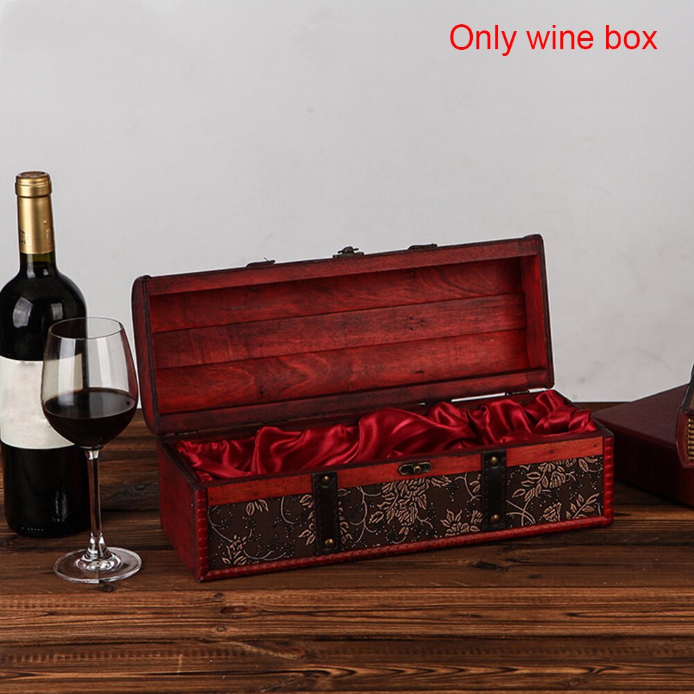 Vinflaska box preserver vintage hem bar tillbehör pu läder champagne antik finish hållare väska trä förvaring