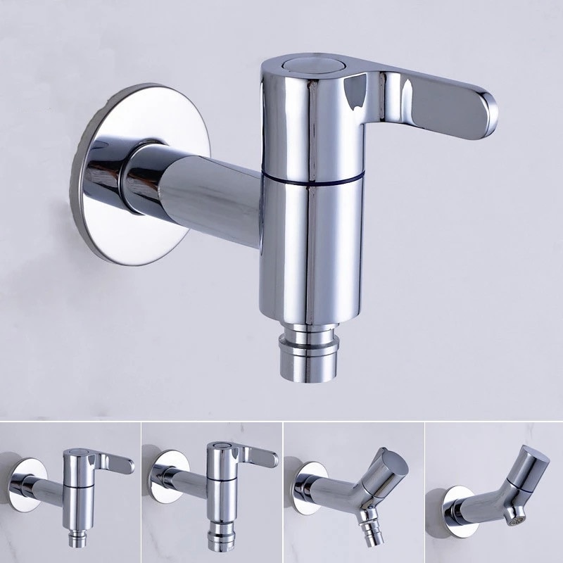 LIUYUE grifos de latón cromado grifo jardín exterior montado en la pared baño esquina grifo de lavadora baño inodoro mopa piscina grifos