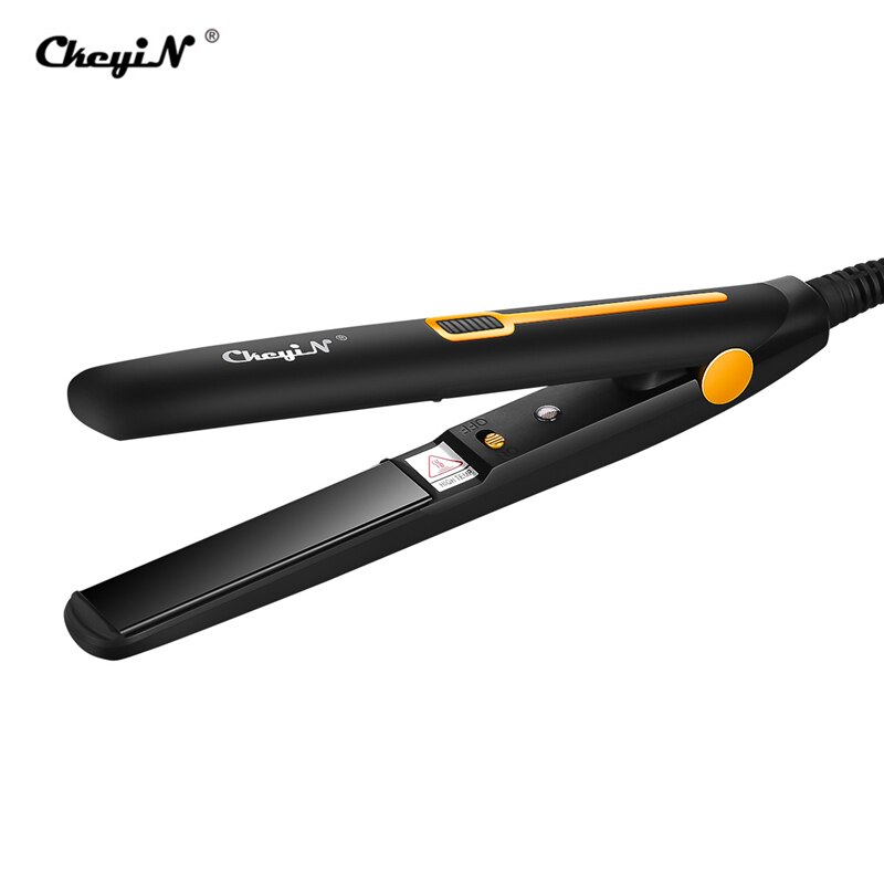 CkeyiN-plancha de pelo 2 en 1, minirizador de pelo termostático de calor rápido, plancha plana, plancha rizadora de viaje: Oro