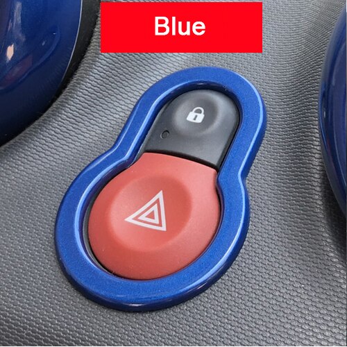 Car Interior Warning Light Lamp Switch Warning Button Trim Cover Sticker For Mercedes Smart Fortwo Forfour 453 Car Accessories: Blue