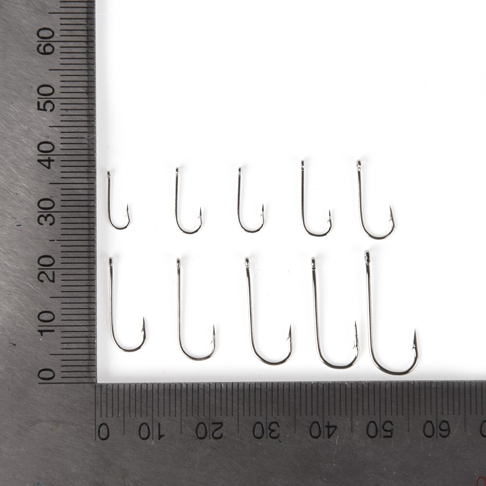 100 Stuks 1 Doos 10 Maten Staal Vishaken Karpervissen Jig Head Set Pesca Anzol Visgerei Vishaak met gat 3 #-12 #