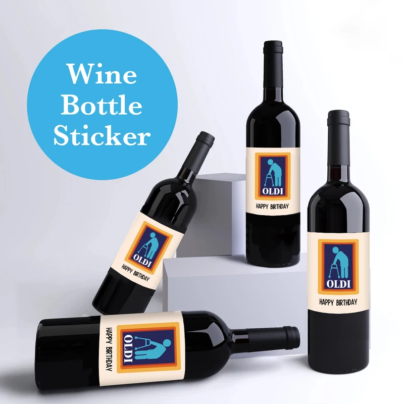 4 unidades/pacote oldi feliz aniversário etiquetas de garrafa de vinho para ele etiquetas de presente de vinho para homens pai amigo engraçado aniversário garrafa de vinho adesivos
