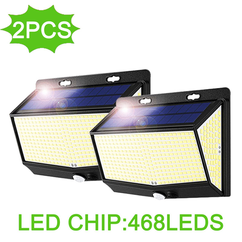 468 LED Outdoor Solar Sensing Wall Lights 3 Mode Motion Sensor Waterproof Street Lamp For Garden Patio Balcony Yard: Orange