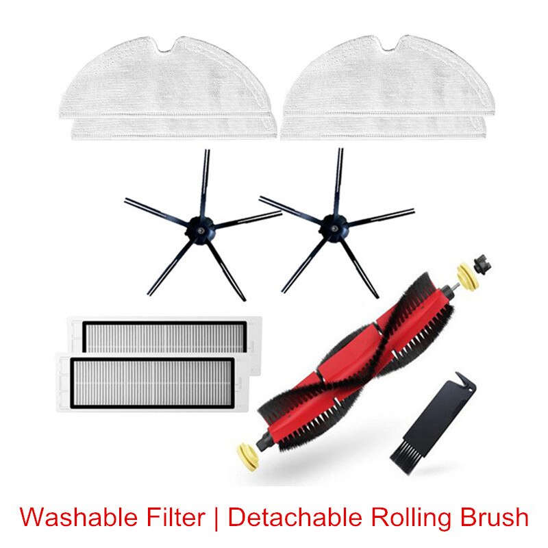 Original roborock tillbehörspaket med tvättbart filter, borste, mopp för roborock  s50 s51 s55 s6 s5 max & xiaomi 1 1s & xiaowa