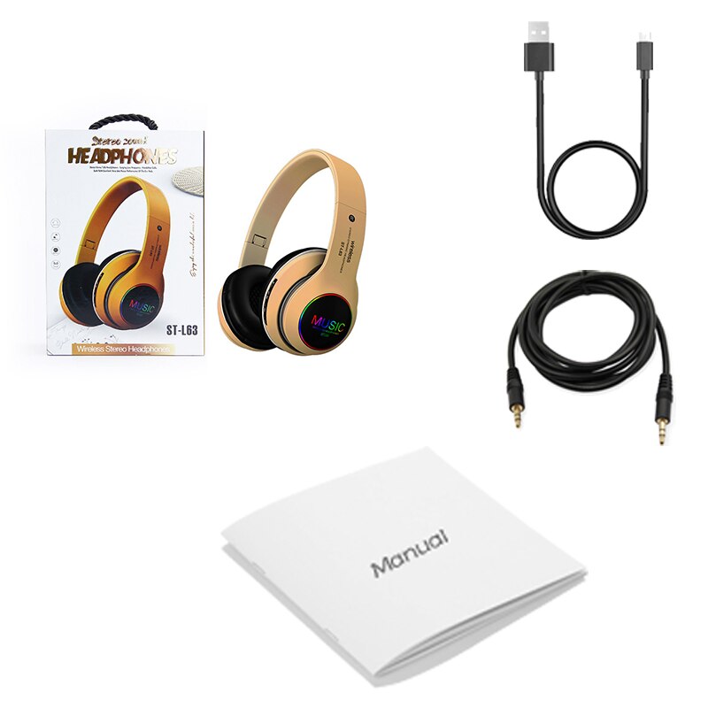 LED Colorful Wireless Bluetooth Headphones Headset Foldable Stereo Bass Sound Adjustable Earphones with Mic for PC All Phone: 03