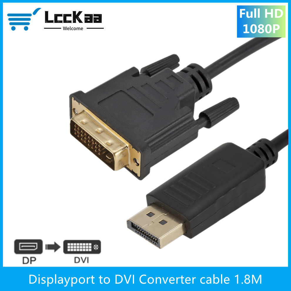 Dp Displayport Naar Dvi Converter Kabel 1.8M Displayport Naar Dvi Adapter Kabel Converter Man Mannelijke 1080P Hd kabel Schermen