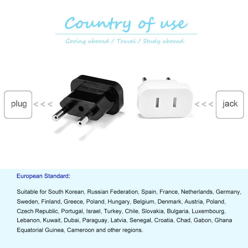 5/10 stk oss til eu støpsel adapter elektrisk adapter eu støpsel omformer kontakter oss kina til eu reiseadapter stikkontakt veggkontakt
