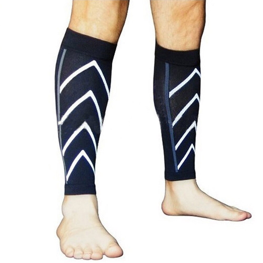 Par kalvstøtte gradueret kompression ben ærme sports sokker udendørs træning ben ærmer sportsbeskyttelsesprodukter  #w1: Sort