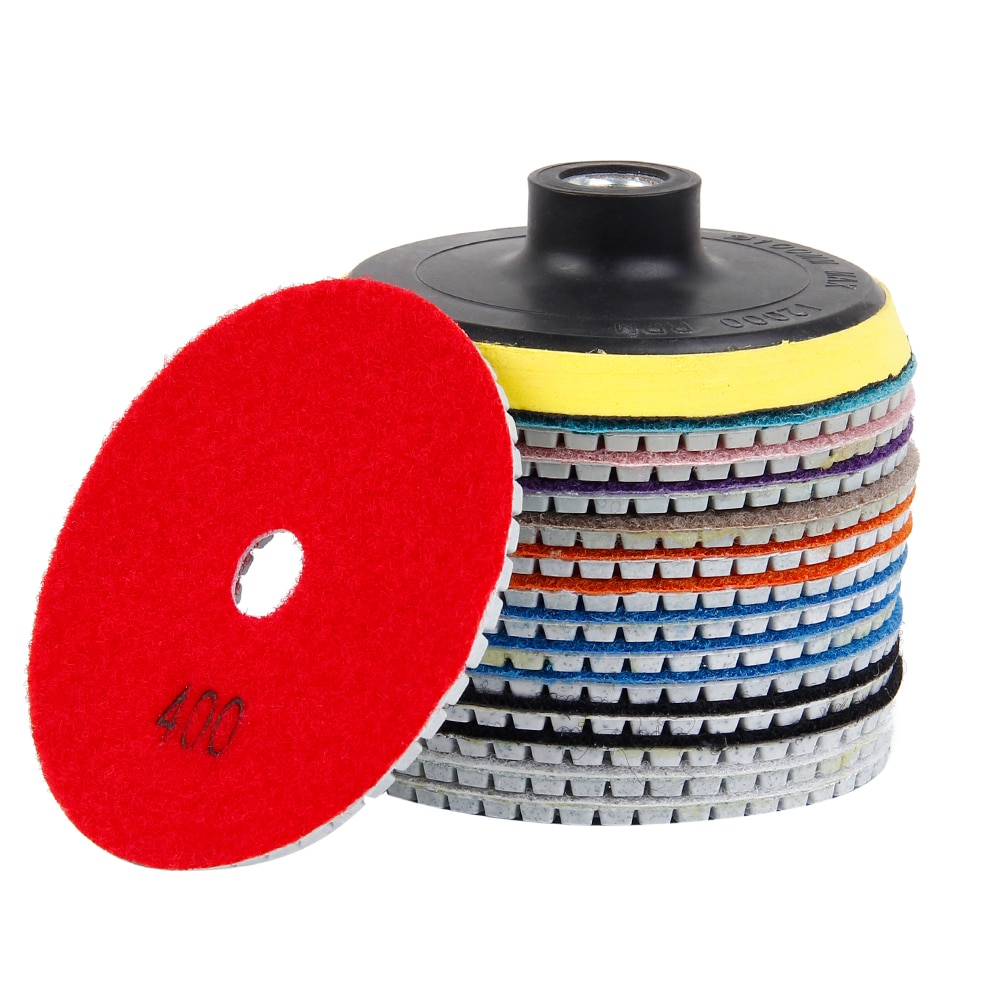 15 Stks/set Diamant Polijsten 4Inch 100Mm Nat/Droog Polijsten Backer Graniet Marmer Beton Steen Slijpschijven handgereedschap